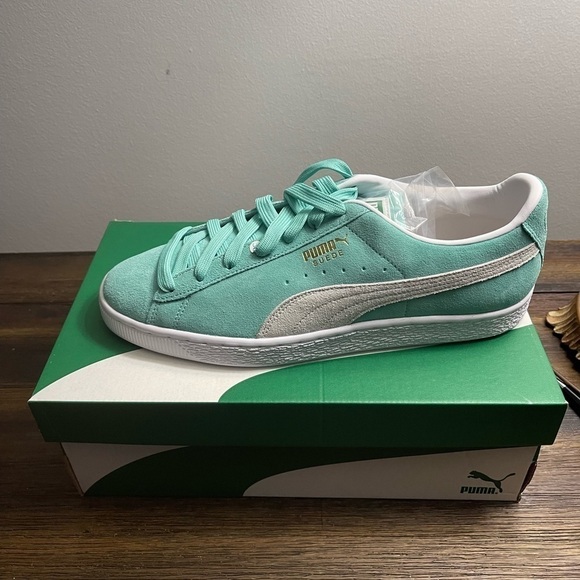 Puma Other - RARE!!!! Brand New in Box classic suede mint/white puma sneakers men’s , size 10